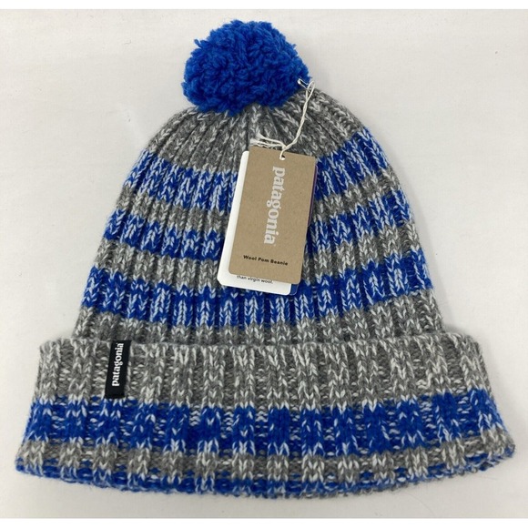 NWT PATAGONIA‎ ALFALFA STRIPE BEANIE HAT ALPINE BLUE ONE SIZE - Picture 1 of 6